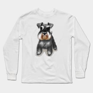 Cute Miniature Schnauzer Drawing Long Sleeve T-Shirt